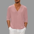 thumbnail image 2 of GigrtiJin Mens Long Sleeve T-Shirt Casual Fall V Neck Solid Color Tops Blouses Plus Size Basic Pullover Undershirt, 2 of 6
