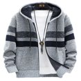 thumbnail image 1 of Chandails à Capuche Zippés pour Hommes à Manches Longues, Cardigan en Tricot à Imprimé Rayé, 1 of 4