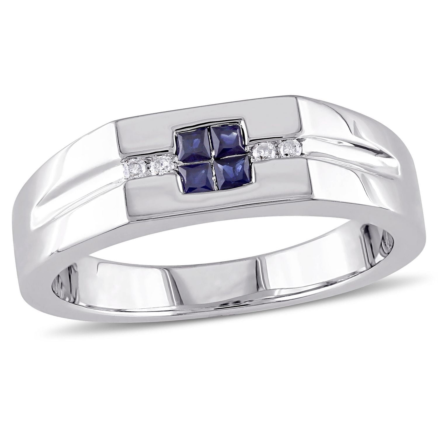 Tangelo 1/3 Carat T.G.W. Sapphire and Diamond Accent Sterling Silver Men's Ring