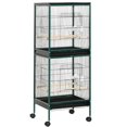 thumbnail image 1 of PawHut 2 In 1 Bird Cage Aviary with Wheels, Wood Perch, Green, 1 of 10