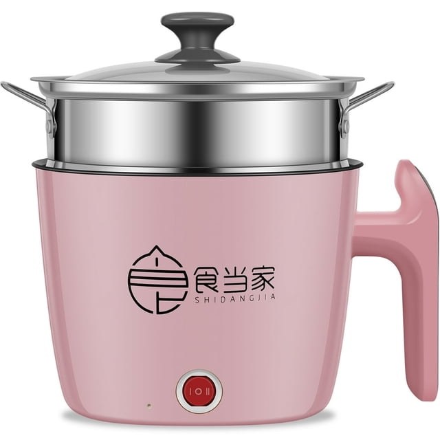 Electric Hot Pot Non-Stick Ramen Noodles Cooker 1.8L Mini Pot with Power Adjustment Beige