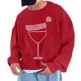 thumbnail image 2 of UVEASISHA Chandails de Mode pour Hommes de Noël, Imprimé de Verre de Vin, Col Rond, Chandail à Enfiler, Hauts Surdimensionnés Décontractés, Chandail Graphique de Noël, Soldes de Liquidation, Rouge 2TG, 2 of 5