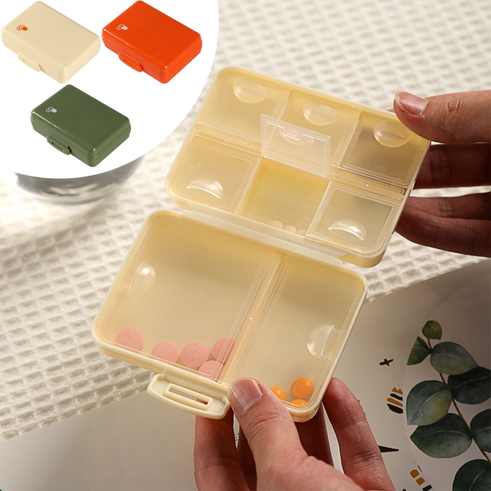 Wzzjkit Pill Organizer, Weekly Pill Organizer Pill Box, 8 Compartments Medicine Pill Organizer Travel, Pill Case for Big Vitamin Supplements Fish Oil