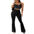 thumbnail image 3 of Women‘s Bootcut Yoga Pants Tummy Control Workout Bootleg Velvet Lounge Active Trouser Sweatpants, 3 of 5