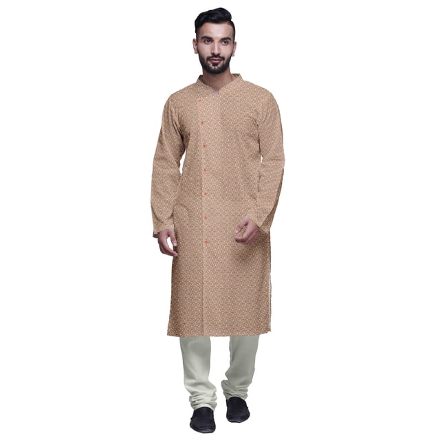 Atasi Kurta-Pyjama Long en Coton Imprimé pour Hommes, Kurta-Pyjama Décontracté de Designer, Vêtements