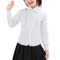 thumbnail image 1 of Uniform Shirts for Girls Ruffle Princess Lace Collar Long Sleeve Button Down Bowknot Blouse White 10-12 Years, 1 of 8