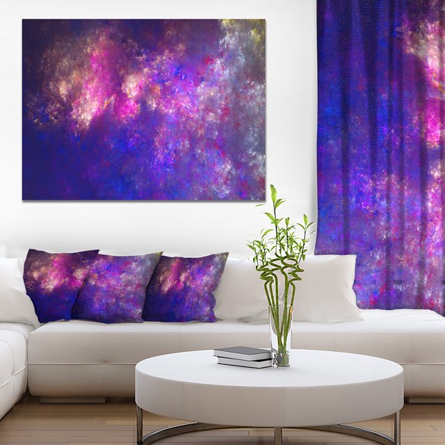 Clear Purple Starry Fractal Sky - Oversized Abstract Canvas Art Print