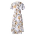 thumbnail image 2 of Pompotops Femmes Casual Floral Imprimé Bohème V-Cou A-Ligne Imprimé Robe à Manches Courtes, 2 of 8