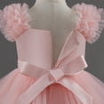 thumbnail image 3 of Birthday Party Dress for Girls, Short Sleeve Round Neck Ruffled Lace Embroidery Mesh Princess Bow Skirt in Light Blue, Size 90, 3 of 8