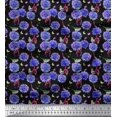 thumbnail image 1 of Soimoi Purple Velvet Fabric American Robin,Insect & Flower Print Sewing Fabric BTY 58 Inch Wide, 1 of 3