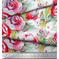 thumbnail image 2 of Soimoi Tissu en Coton Canard Imprimé Feuilles & Roses par Yard 42 Pouces de Large, 2 of 3