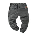 thumbnail image 2 of Men Solid Color Cargo Trousers  Loose Fit Drawstring Waist Long Pants, 2 of 4