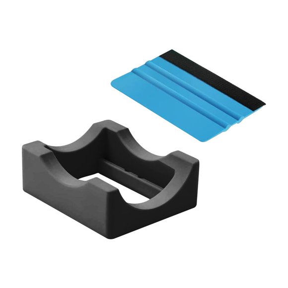 Ruiboury Silicone Cup Cradle with Slot & Edge Squeegee Felt for Mug Crafts Making Can Blue Black 10.41x8.78x3.98cm