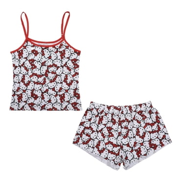 Women's Hello Kitty Red Ribbon All-Over Print Tank and Short Set - Online Exclusive