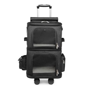 Sac à dos Double Compartiment Pet Carrier avec Roues de Trolley pour la marche