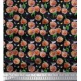 thumbnail image 1 of Soimoi Orange Rayon Fabric American Robin,Insect & Flower Print Sewing Fabric BTY 56 Inch Wide, 1 of 3