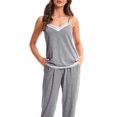 thumbnail image 3 of SUNSIOM Women's Fall Loungewear Set, Lace Patchwork Cami Tops + Pants + Robe 3 Pieces Sleepwear, 3 of 9