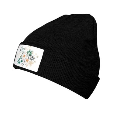 ZICANCN Tuque Tricotée - Fleur Marguerite Feuilles Bonnet d'Hiver Doux Chaud Classique Chapeaux pour Hommes Femmes Feuillage Floral Vintage Nature
