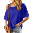 thumbnail image 1 of Meichang Women's Cold Shoulder Tops Short Sleeve Square Neck T Shirts Solid Color Basic Summer Tees Spaghetti Straped Casual Vacation Tees, 1 of 8