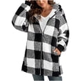thumbnail image 1 of CEHVOM Veste à Capuche Décontractée à Carreaux avec Poches pour Femmes, Mode, Chaude, en Solde, 1 of 5