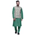 thumbnail image 1 of Atasi Solid Kurta Pajama & Printed Nehru Jacket Set For Mens Party Wear, 1 of 3