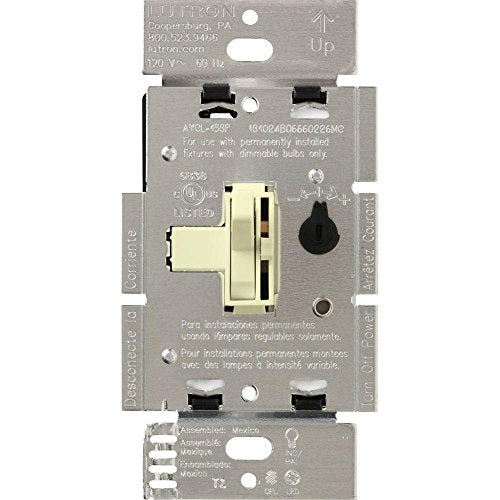 Lutron Toggler LED+ Dimmer | for Dimmable LED, Halogen, and Incandescent Bulbs | Single-Pole or 3-Way | AYCL-253P-AL | Almond