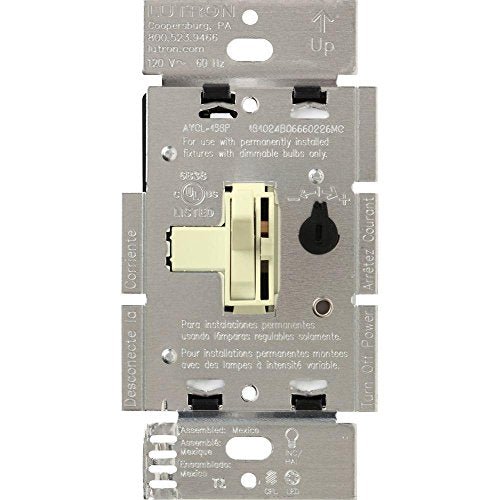 Lutron Toggler LED+ Dimmer | for Dimmable LED, Halogen, and Incandescent Bulbs | Single-Pole or 3-Way | AYCL-253P-AL | Almond