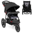 thumbnail image 1 of Poussette de Jogging Babyjoy Pliable avec Auvent Ajustable, Plateau Détachable, Porte-Gobelets, Noir, 1 of 10