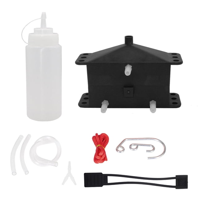 Multi-Functional Motorcycle & Bike Chain Cleaning Tool Kit with Brush, Water/Oil Bottle, Hooks, Rope, Silicone Strap, and Tubes - Plastic Construction, 100x87x45mm Brush Size - Black (Red/Blue