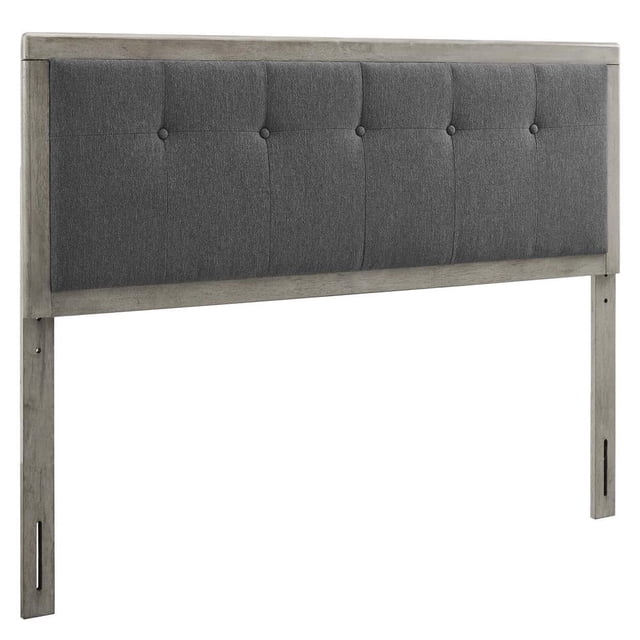 Modway Draper Tufted Full Fabric and Wood Headboard in Gray/Charcoal
