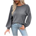 thumbnail image 1 of Timegard Womens T Shirts Long Sleeve Round Neck Basic Tops Casual Comfy Solid Color Blouses, 1 of 6