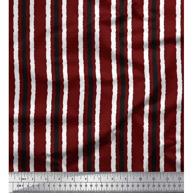 Soimoi Polyester Crepe Fabric Stripe Block Fabric Prints by Yard 52 Inch Wide