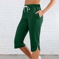 thumbnail image 2 of Timegard Capris Pants for Women Elastic Waist Drawstring Solid Color Casual Comfy Workout Cropped Pants, 2 of 8
