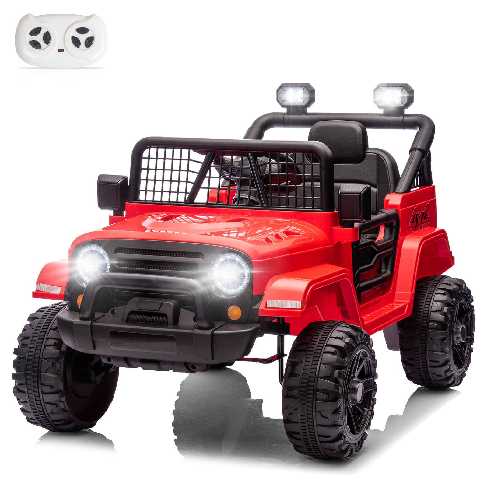 UBesGoo 12V Kids Ride On Car Powered Electric Car Truck with RC, Headlights, Music - Red