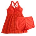 thumbnail image 5 of EGNMCR Bikini Set Women's Solid Color Swimsuit Fashion V Neck Lace Split Swimwear Set, 5 of 5