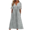 thumbnail image 1 of UPPADA Robes d'Été pour Femmes 2025 Vacances Tendance Maxi Robe d'Été Grande Taille Robes Décontractées Boutonnée Col en V Manches Courtes Robe avec Poches Vestidos Elegantes de Mujer Jour de Soldes, 1 of 6