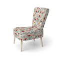 thumbnail image 3 of Designart « Dreamlike Moroccan Floral Fantasy II » Fauteuil d'Appoint Rembourré Rouge à Motif Floral - Fauteuil de Style Cottage pour Salon, 3 of 7