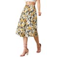 thumbnail image 4 of INSPIRE CHIC Jupe Trapèze à Fleurs pour Femme, Taille Haute, Ourlet Fendu, 4 of 5