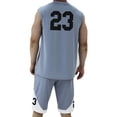 thumbnail image 4 of TIMIFIS Men's Summerhort Set 2 Piece Outfits Workout Athletic Sleeveless Tracksuits Shirt and Shorts SetFall, 4 of 5