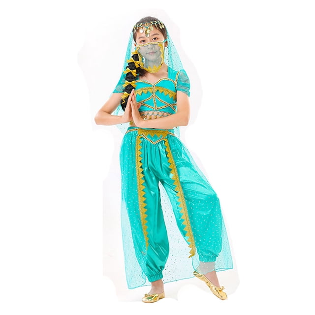 TZEWGL 2 Piece Belly Dancing Dance Top And Pants Sets For Child Performance Wear For Kids size 4-5T