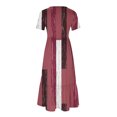 thumbnail image 3 of FAIWAD Robe à Manches Courtes pour Femme Grande Taille, à Blocs de Couleur, Robe d'Été Décontractée, Fluide, Coupe Trapèze, avec Poches, 3 of 4