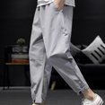 thumbnail image 5 of Men Fashion Summer Solid Casual Button Elastic Waist With Pocket Pants RXIRUCGD Gris, Taille: 2TG, 5 of 5