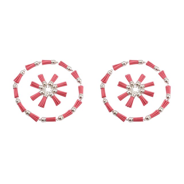 relayinert 100pcs/set Pompon pour Porte-Clés Franges Accessoires Polyvalents pour Toute Occasion Rose-Argent 2Set