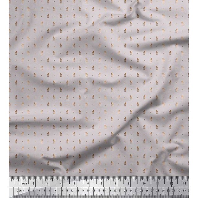 Soimoi Satin Silk Fabric Triangle & Spoon Kitchen Print Fabric by The Yard 42 Inch Wide