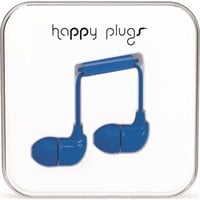 Happy Plugs Écouteurs Intra-Auriculaires Bleu cobalt, Conçus pour les Enfants, au design compact avec Écouteurs en silicone pour l'Isolation du Son. Emballés dans un Étui Carré avec un Écran en Forme de Note de Musique. Compatibles avec Tous les Téléphones Intelligents et Incluant un Micro Intégré et une Télécommande.