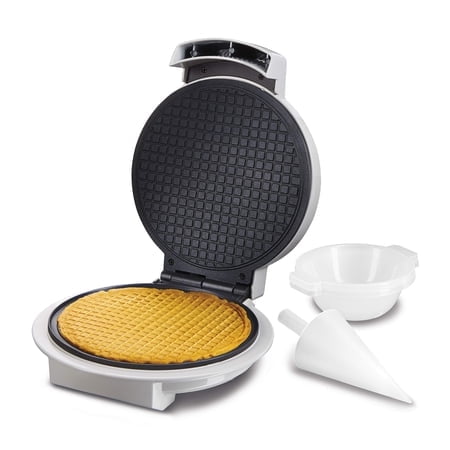 Proctor Silex Moule à Cornets Gaufrés et à Bols de Crème Glacée avec Contrôle du Brunissage, Rouleau de Modelage et Presse-Tasse, 7,5? Plaques Antiadhésives Sans PFAS, Blanc (26