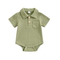 thumbnail image 1 of Yuyuzo Newborn Baby Boys Clothes Short Sleeve Bodysuit Button down Rompers Solid Color Summer Outfits, 1 of 7