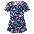 thumbnail image 2 of RKSTN Blouse d'Uniforme de Travail à Manches Courtes Imprimé Animal pour Femmes, 2 of 3