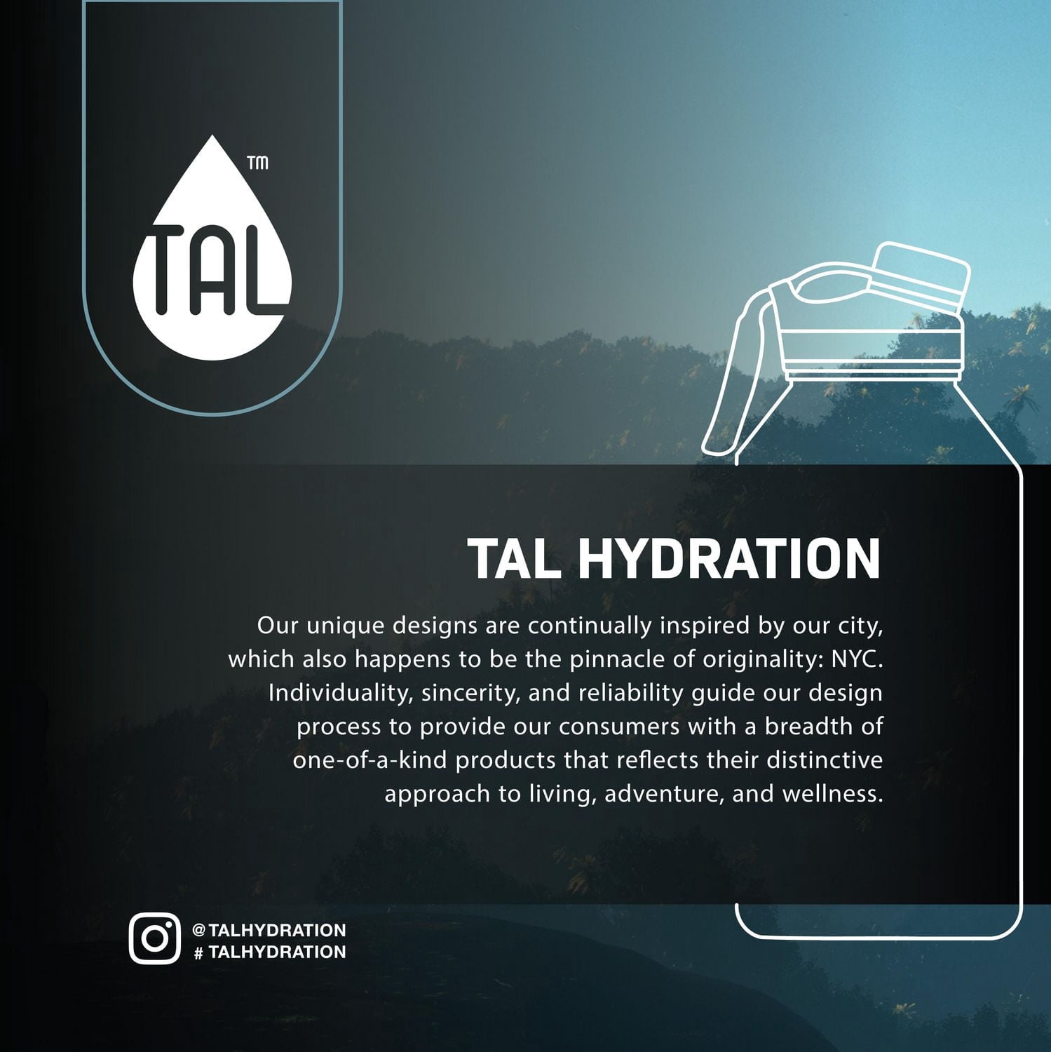 TAL Ranger Bouteille d'eau en acier inoxydable 1,8 l, Noir