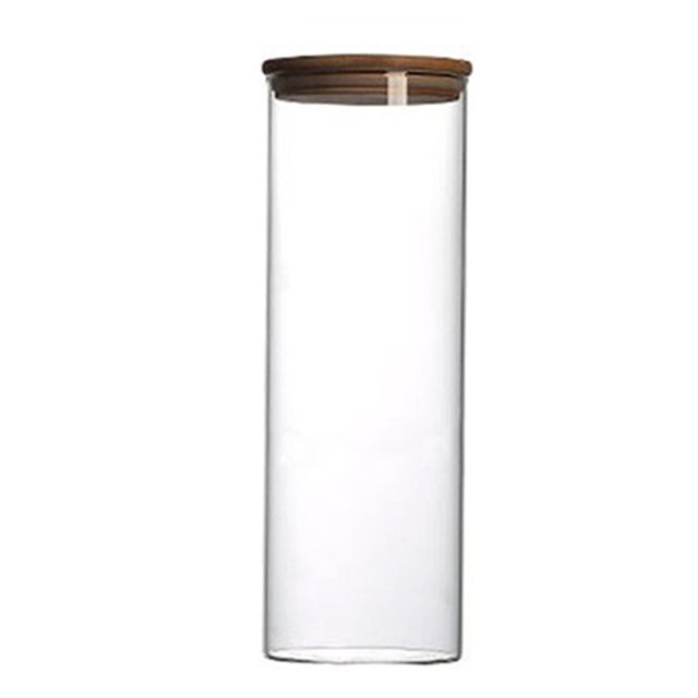 Bocal de Rangement de Cuisine en Verre Transparent Clair à Haut Cylindre Scellé avec Couvercle, Contenant d'Organisation